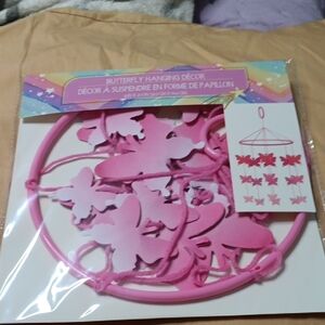 Pink Butterfly Hanging Mobile Decor